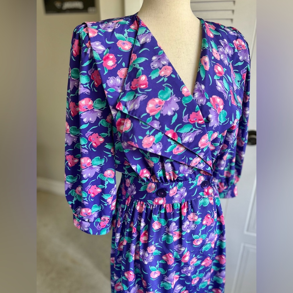 Vintage 80s John Richard of California Floral Dress